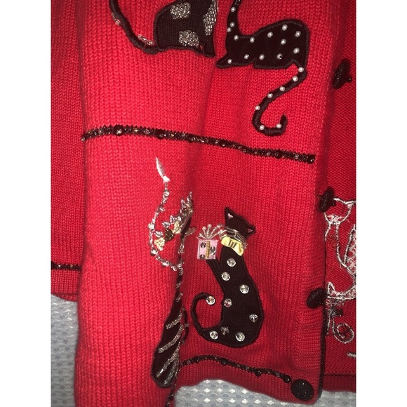 Berek Womens Medium Holiday Cats Sweater New Years Eve Party Celebrating - Picture 5 of 12
